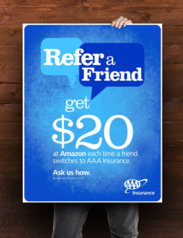 AAA Insurance Refer A Friend brand poster design.