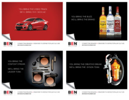 Advertising campaign with four print ads showcasing BEN influencer and brand connections.