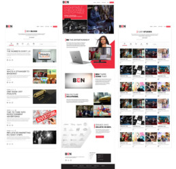 Page view of Branded Entertainment Network website design, user experience, and branding on Homepage, Blog, and Case Studies pages.