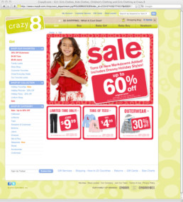 Landing page design with one girl and sale message.