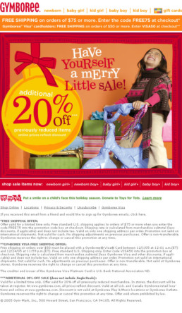 Gymboree holiday email design with girl on bike. Have Yourself a Merry Little Sale.