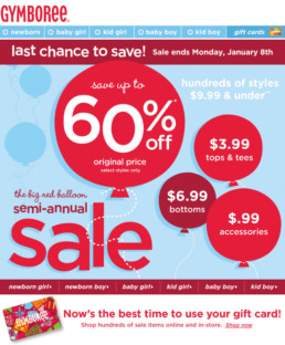 The Big Read Balloon Sale Gymboree HTML email design.