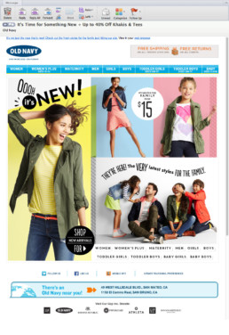 Old Navy email promotion design for the family.