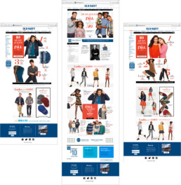 Old Navy website design with new look and feel and photography.