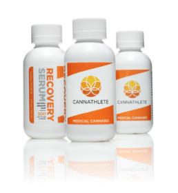 Branding and packaging design for Cannathlete serum bottles.