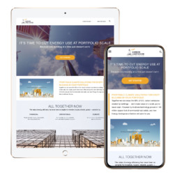 Website design and development showcasing Carbon Lighthouse's new brand look and feel on a tablet and mobile device.